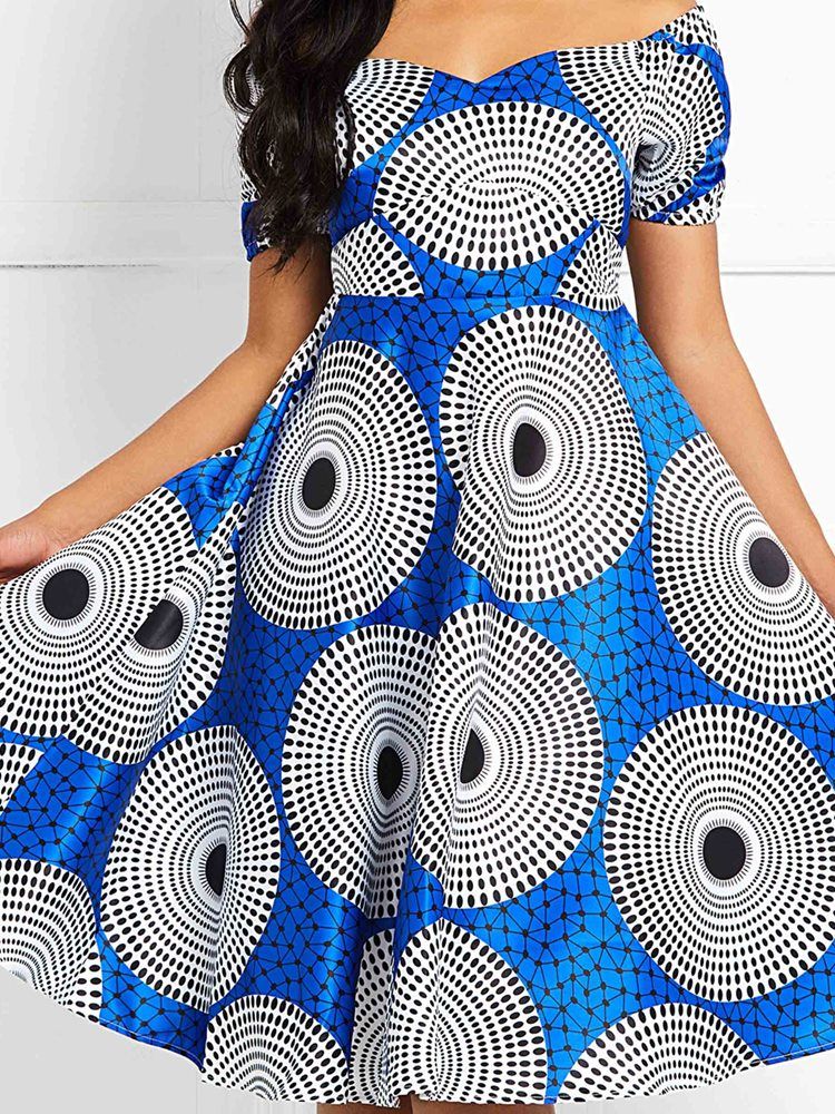 Robe À Manches Courtes À Manches Courtes Et À Imprimé Africain Pour Femmes