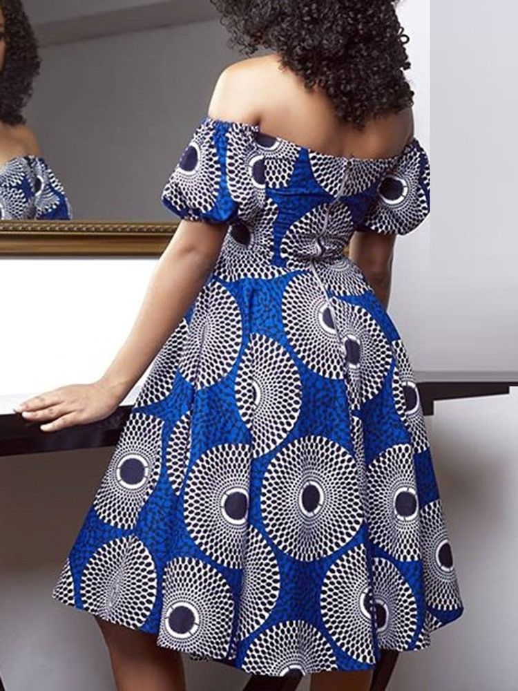 Robe À Manches Courtes À Manches Courtes Et À Imprimé Africain Pour Femmes