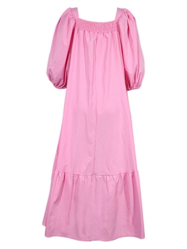 Robe Mi-mollet À Encolure Carrée Et À Manches Courtes Pour Femmes