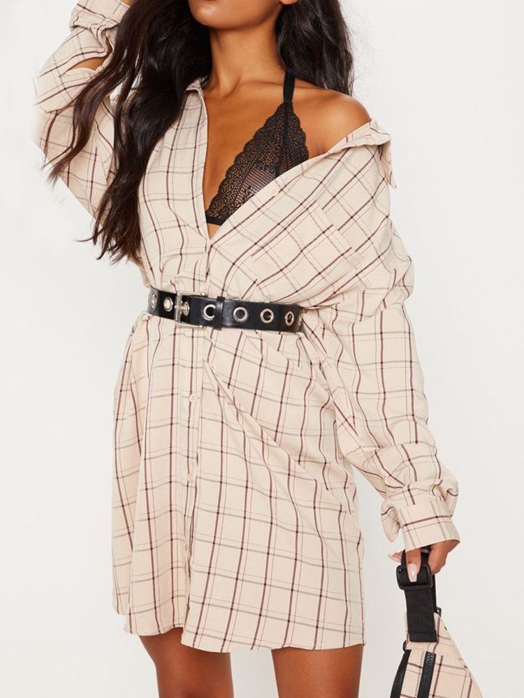 Robe De Mode À Manches Longues Et Patchwork Au-dessus Du Genou Pour Femmes