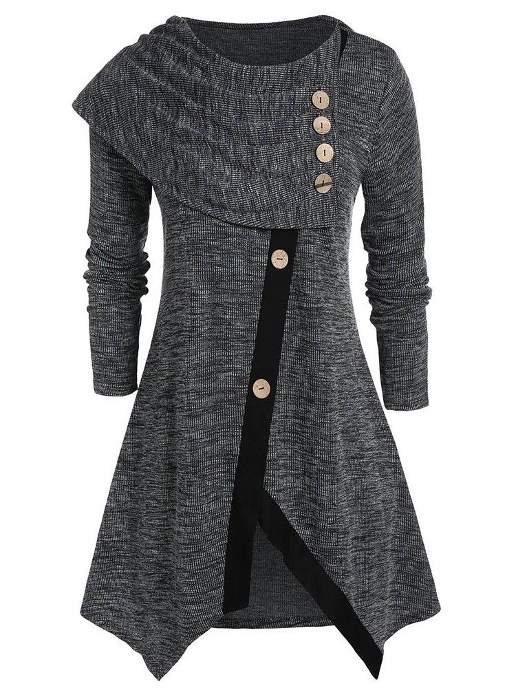 Robe Pull Asymétrique Asymétrique À Manches Neufs Au-dessus Du Genou Pour Femmes