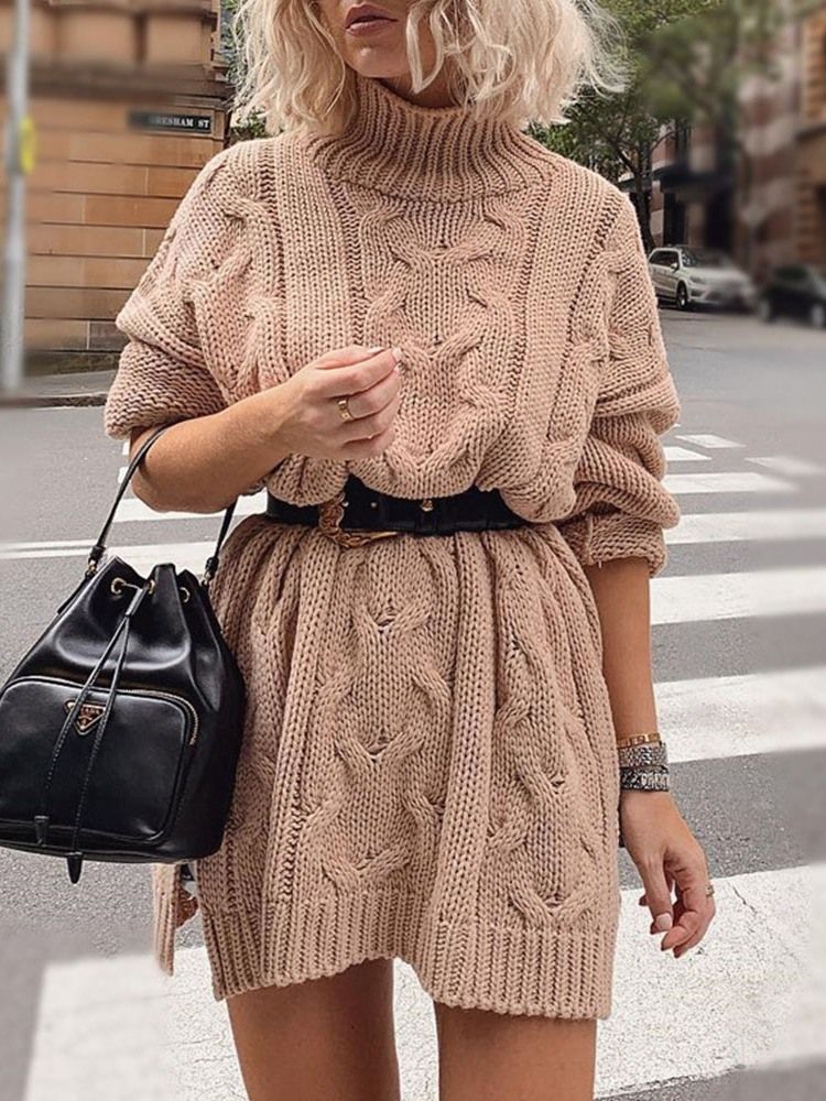 Robe Pull À Manches Longues Et À Col Roulé Pour Femmes