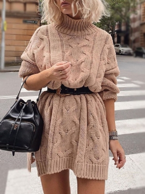 Robe Pull À Manches Longues Et À Col Roulé Pour Femmes