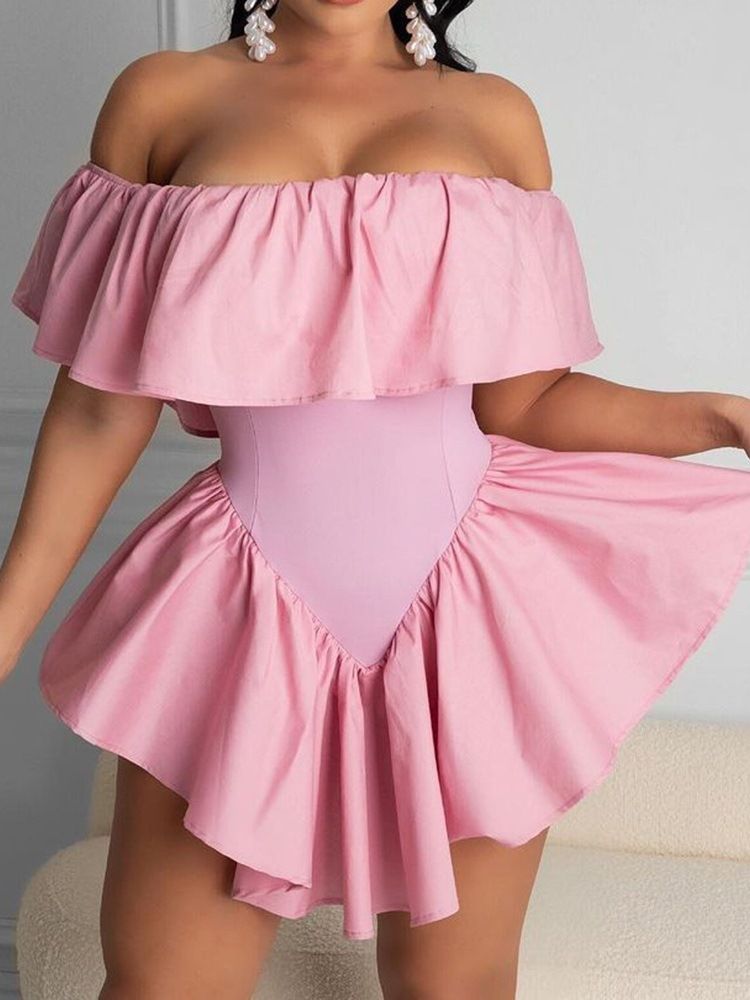 Robe Sexy À Manches Courtes Et Épaules Dénudées Pour Femmes