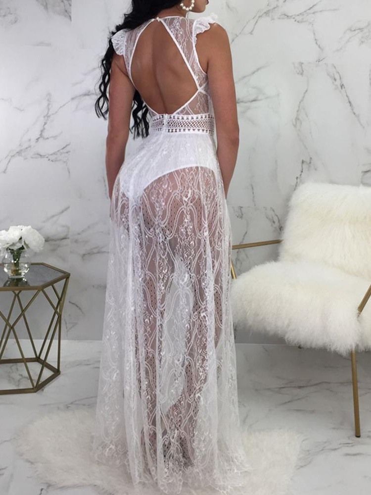 Robe Transparente À Col En V Et À Manches Courtes Pour Femmes