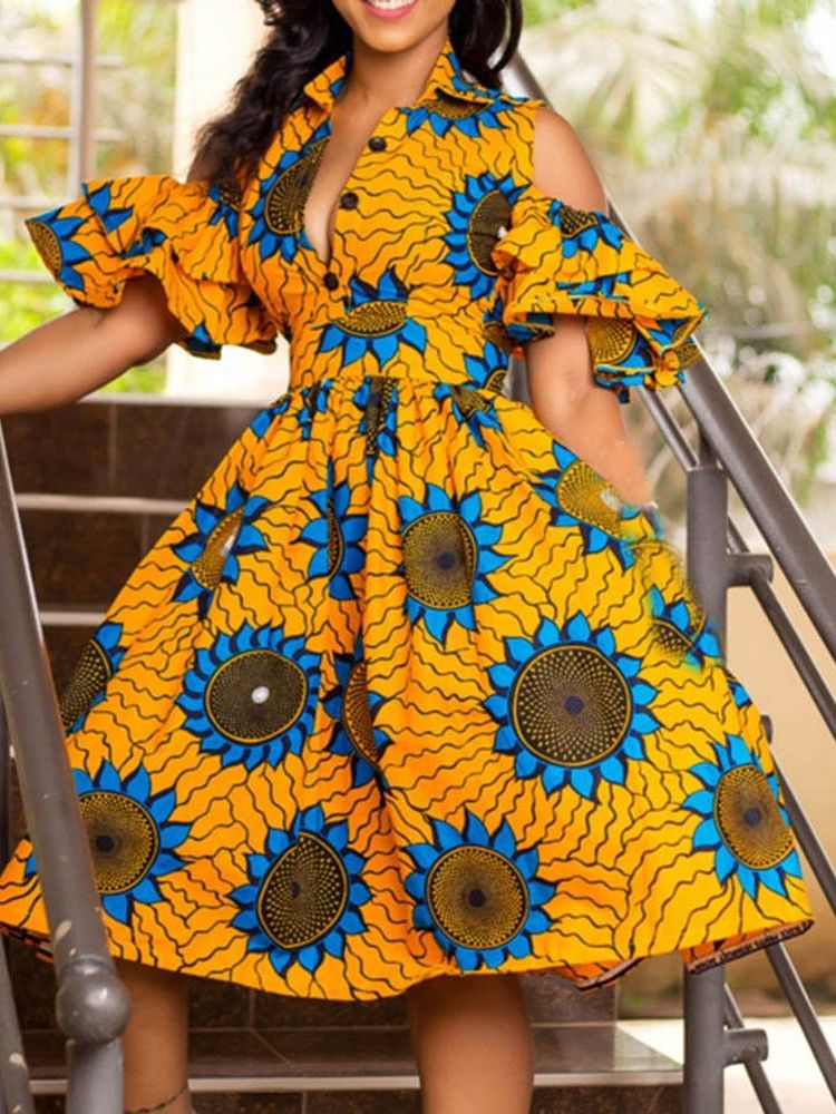 Robe Trapèze À Imprimé Floral À La Mode Africaine Pour Femmes