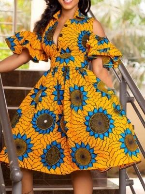 Robe Trapèze À Imprimé Floral À La Mode Africaine Pour Femmes