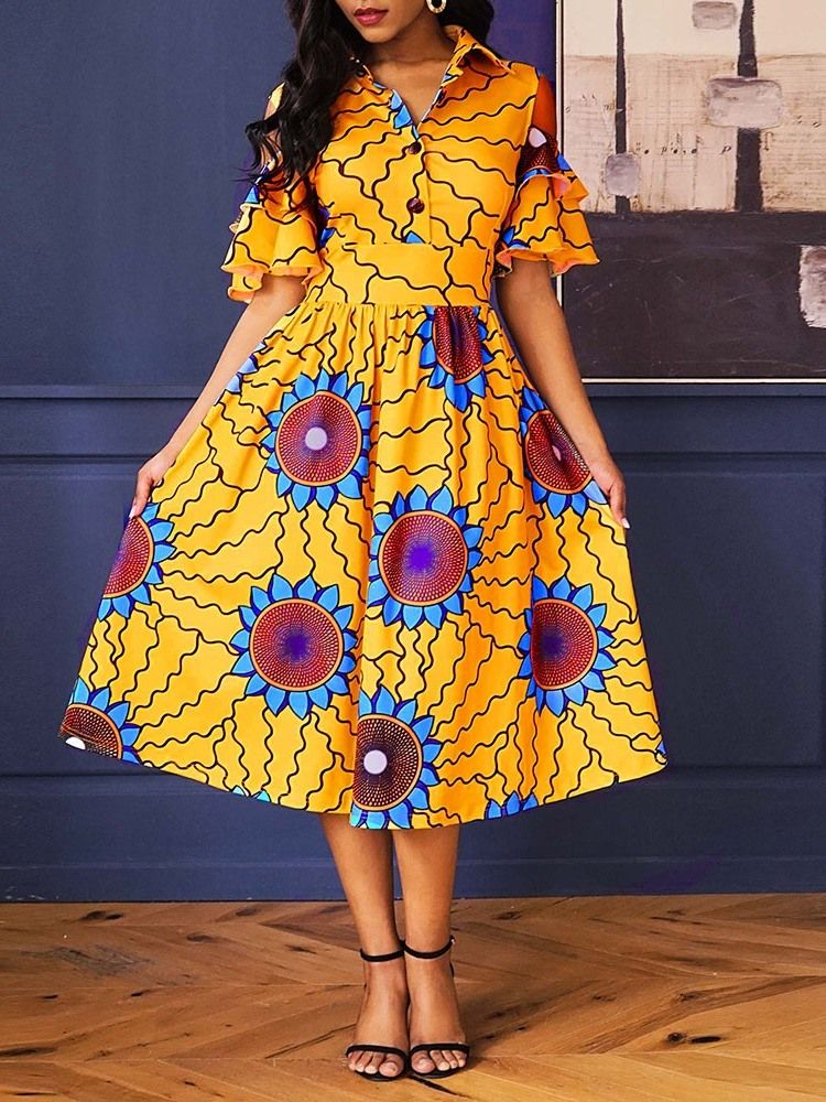 Robe Trapèze À Imprimé Floral À La Mode Africaine Pour Femmes