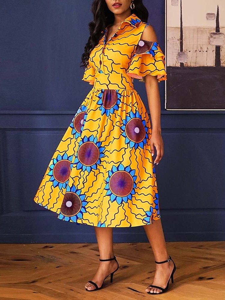 Robe Trapèze À Imprimé Floral À La Mode Africaine Pour Femmes