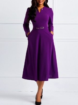 Robe Unie À Manches Longues Et À Manches Longues Pour Femmes