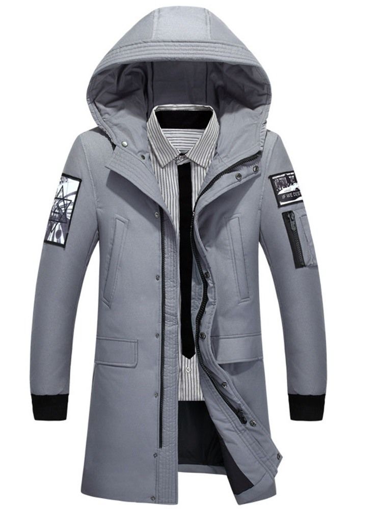 Appliques Color Block Zipper Veste En Duvet Coréen Pour Hommes