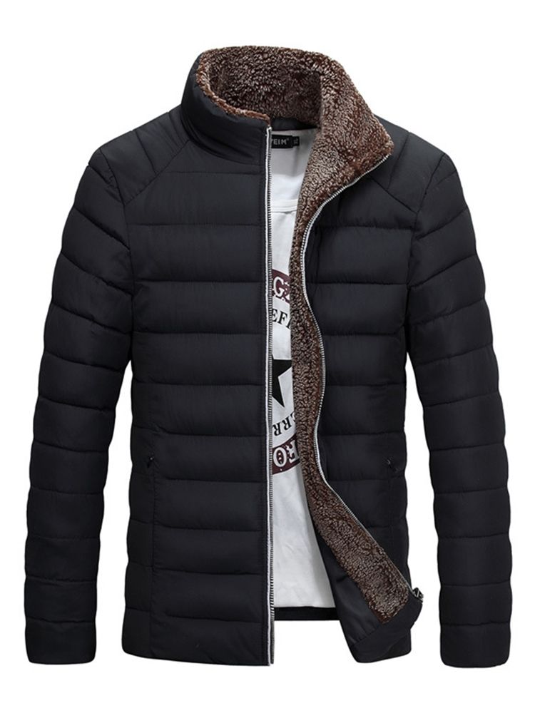 Col Montant Uni Épaississant Le Manteau D'hiver Chaud Vogue Pour Hommes