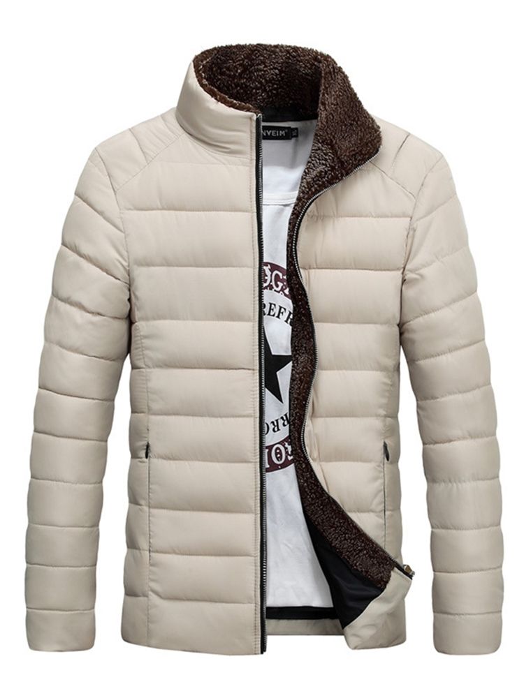 Col Montant Uni Épaississant Le Manteau D'hiver Chaud Vogue Pour Hommes