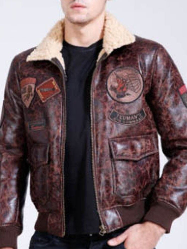 Faux Shearling Épaissir Chaud Petite Taille Manteau En Pu Pour Hommes