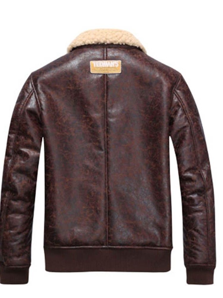 Faux Shearling Épaissir Chaud Petite Taille Manteau En Pu Pour Hommes