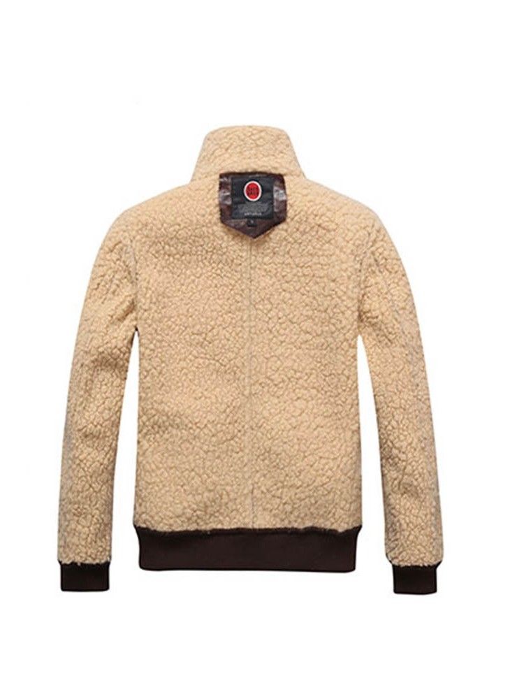 Faux Shearling Épaissir Chaud Petite Taille Manteau En Pu Pour Hommes