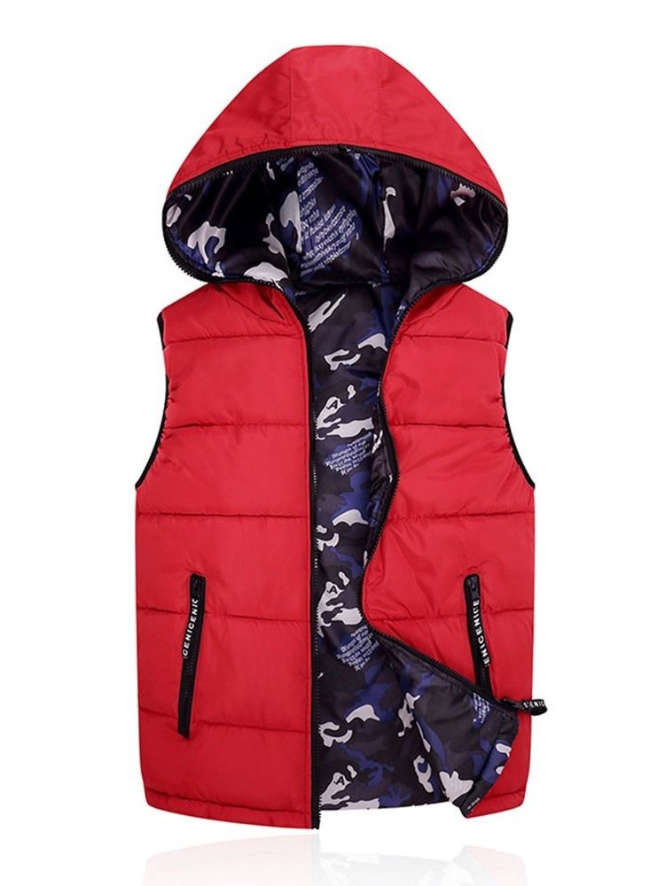 Gilet D'hiver Coréen À Capuche À Fermeture Éclair Camouflage Pour Hommes