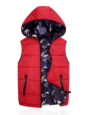 Gilet D'hiver Coréen À Capuche À Fermeture Éclair Camouflage Pour Hommes