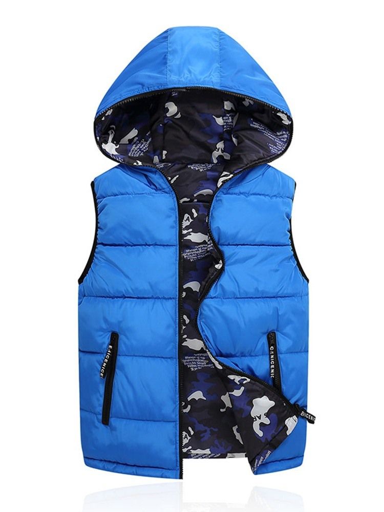 Gilet D'hiver Coréen À Capuche À Fermeture Éclair Camouflage Pour Hommes