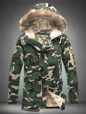 Manteau D'hiver Chaud Pour Hommes À Camouflage Zippé