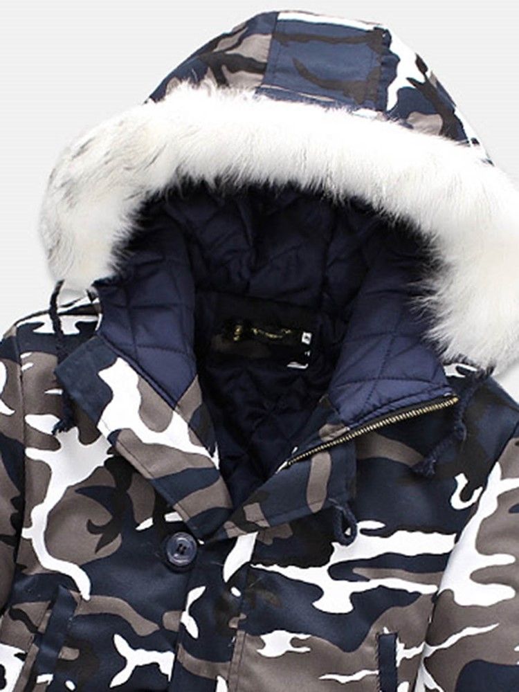 Manteau D'hiver Chaud Pour Hommes À Camouflage Zippé