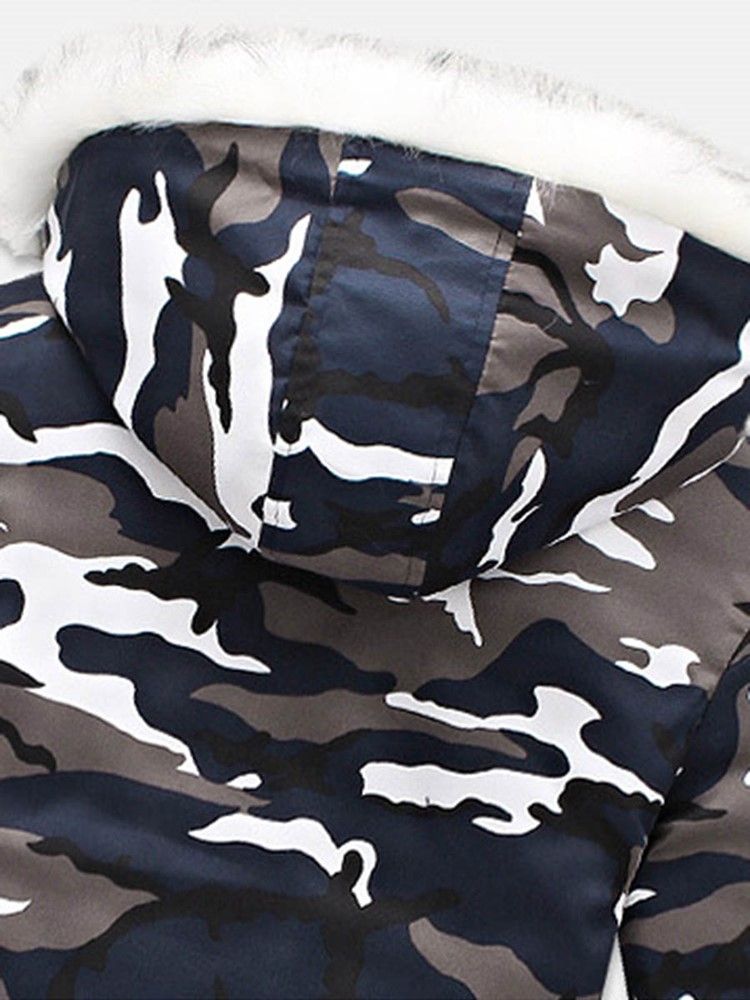 Manteau D'hiver Chaud Pour Hommes À Camouflage Zippé