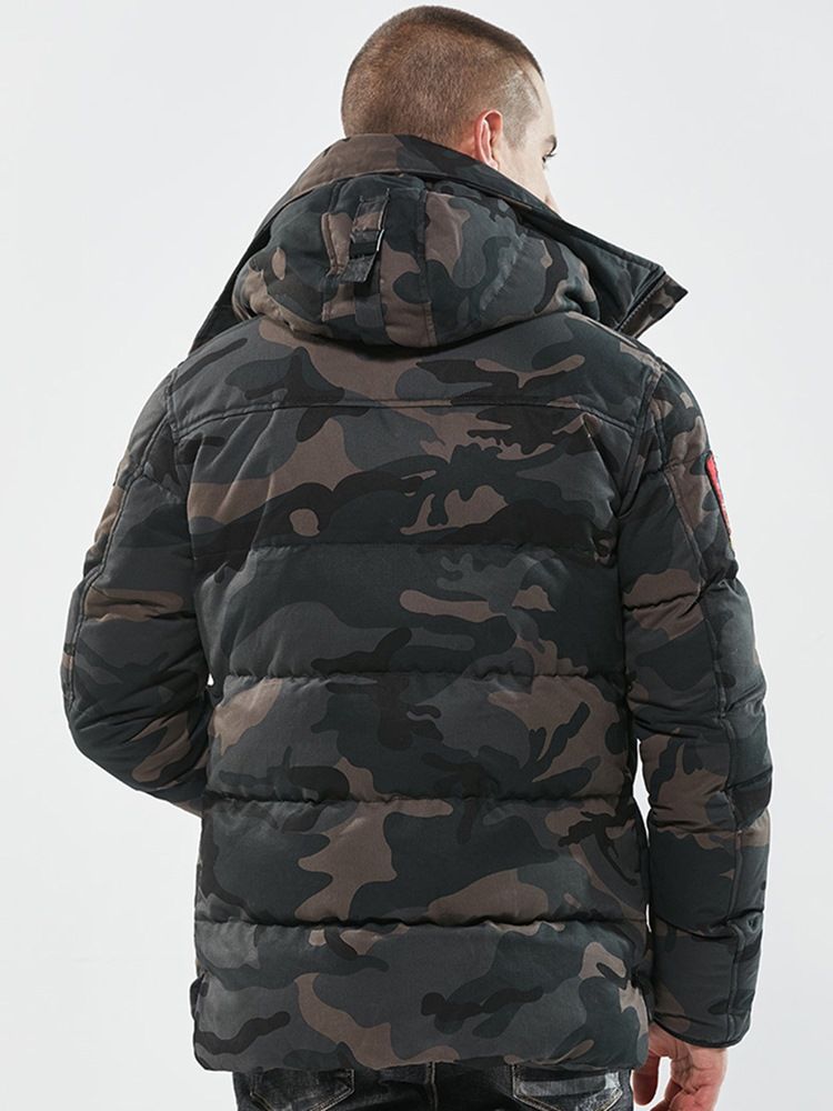 Manteau D'hiver Décontracté En Coton À Fermeture Éclair Camouflage Pour Hommes