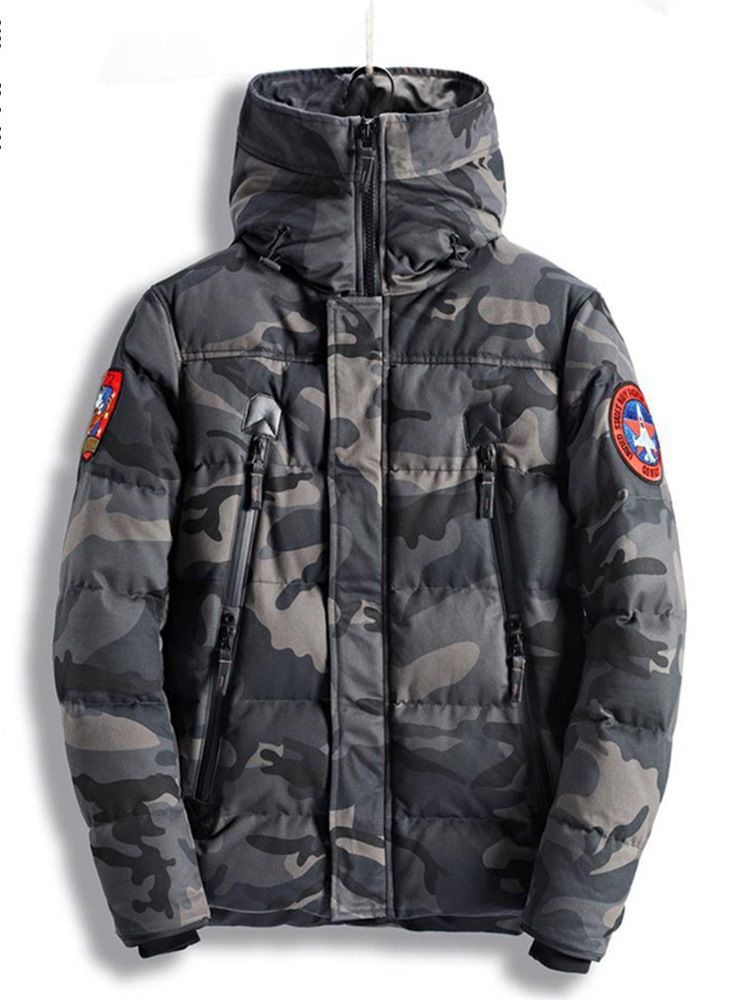 Manteau D'hiver Décontracté En Coton À Fermeture Éclair Camouflage Pour Hommes