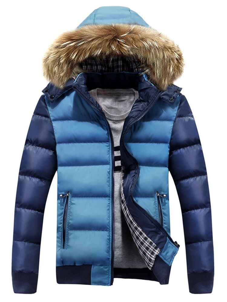 Manteau D'hiver Épais À Capuche Et Col En Fausse Fourrure Pour Hommes