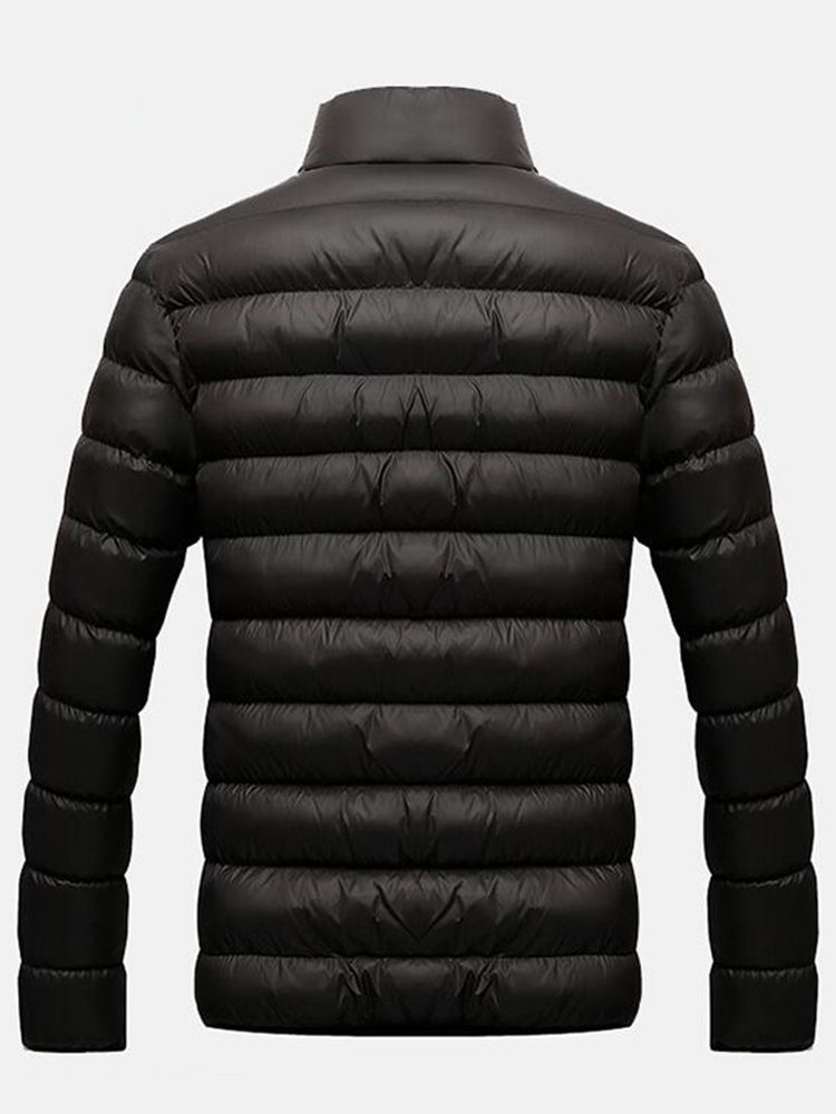 Manteau D'hiver Épais À Col Montant Zippé Pour Hommes