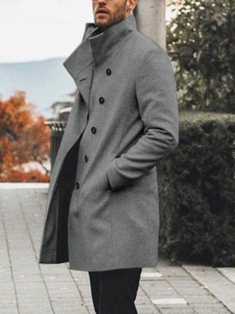 Manteau Pour Hommes Européen De Style Mi-long À Boutons Unis