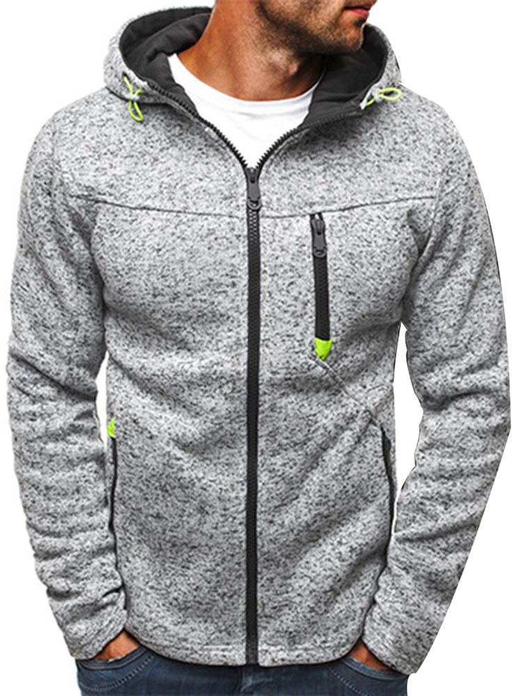 Plian Zipper Up Hooded Loose Hoodie Pour Hommes