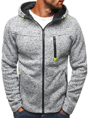 Plian Zipper Up Hooded Loose Hoodie Pour Hommes