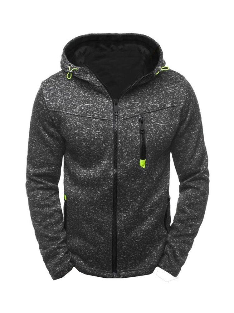 Plian Zipper Up Hooded Loose Hoodie Pour Hommes