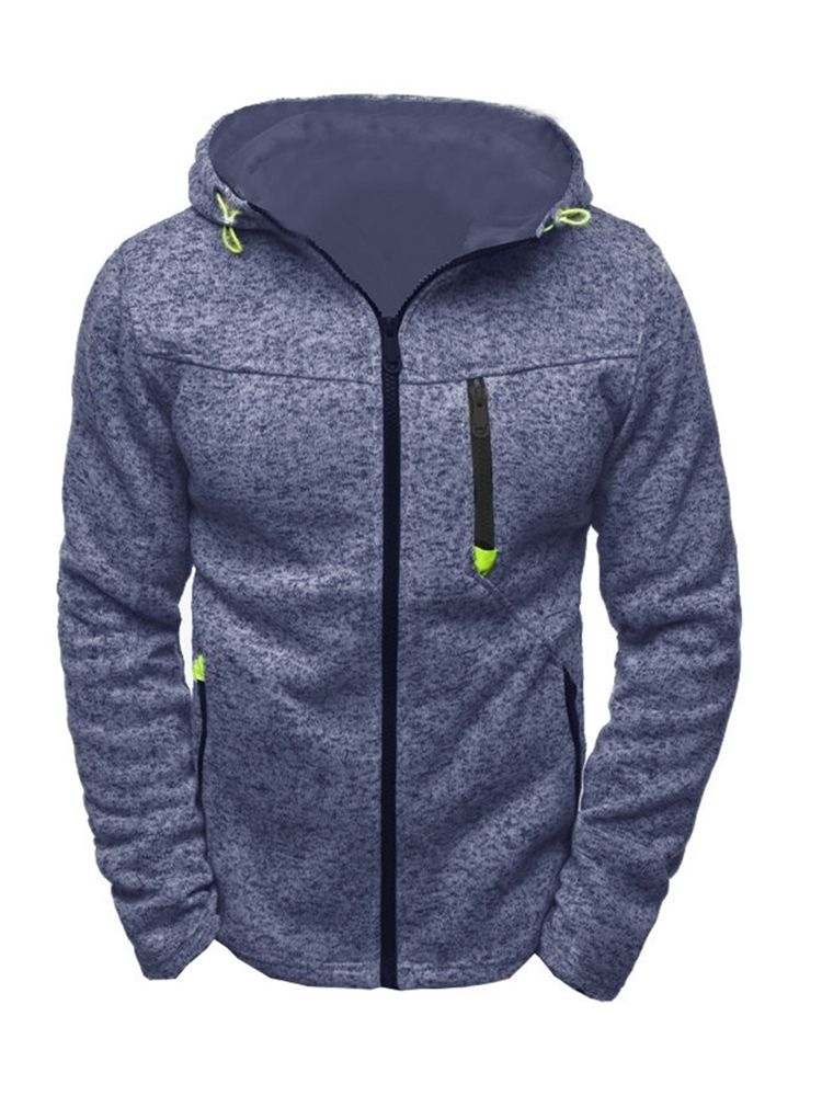 Plian Zipper Up Hooded Loose Hoodie Pour Hommes