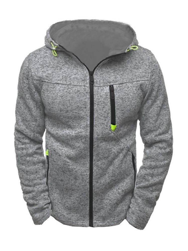 Plian Zipper Up Hooded Loose Hoodie Pour Hommes