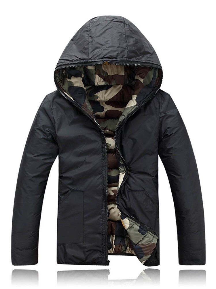 Veste En Duvet À Capuche Camouflage Pour Hommes