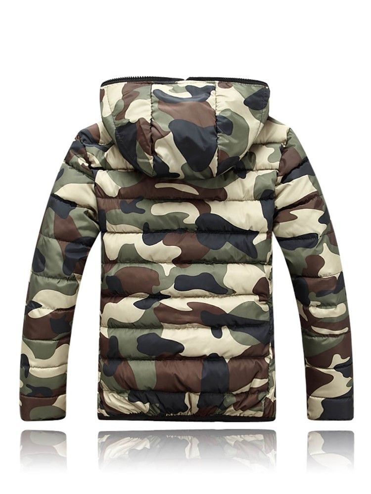 Veste En Duvet À Capuche Camouflage Pour Hommes