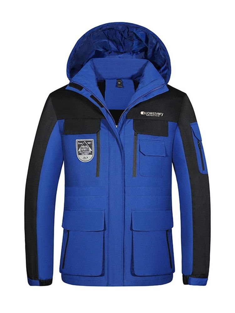 Veste En Duvet Coréen Pour Hommes Avec Fermeture À Glissière Standard À Col De Couleur