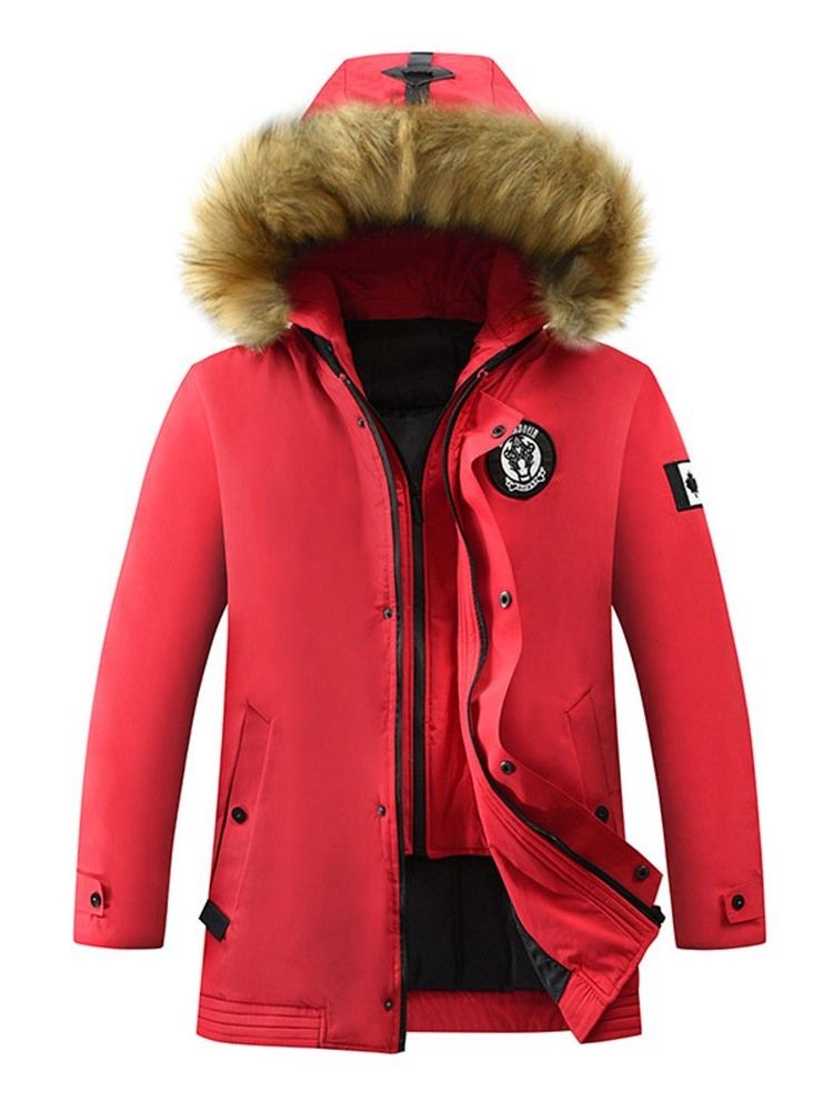 Veste En Duvet Coréenne À Fermeture À Glissière Standard Avec Appliques À Capuche Pour Hommes