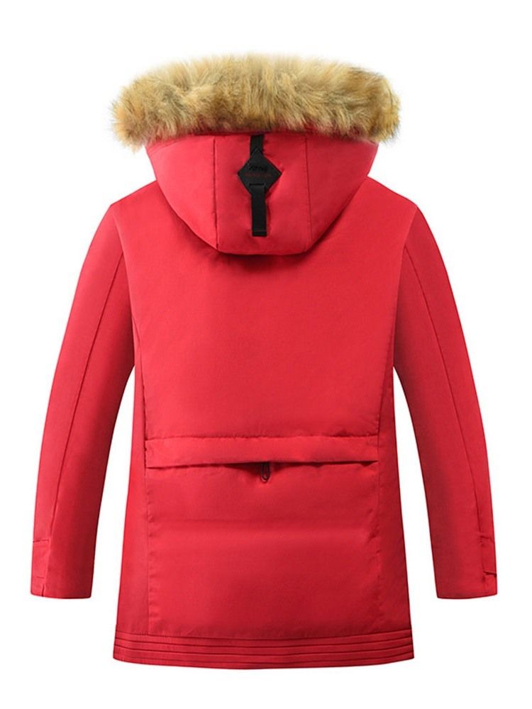 Veste En Duvet Coréenne À Fermeture À Glissière Standard Avec Appliques À Capuche Pour Hommes