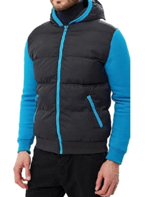 Veste En Duvet Décontractée À Capuche À Blocs De Couleurs Standard Pour Hommes