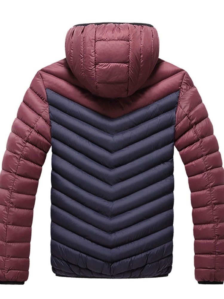 Veste En Duvet Décontractée À Capuche Et Blocs De Couleurs Pour Hommes