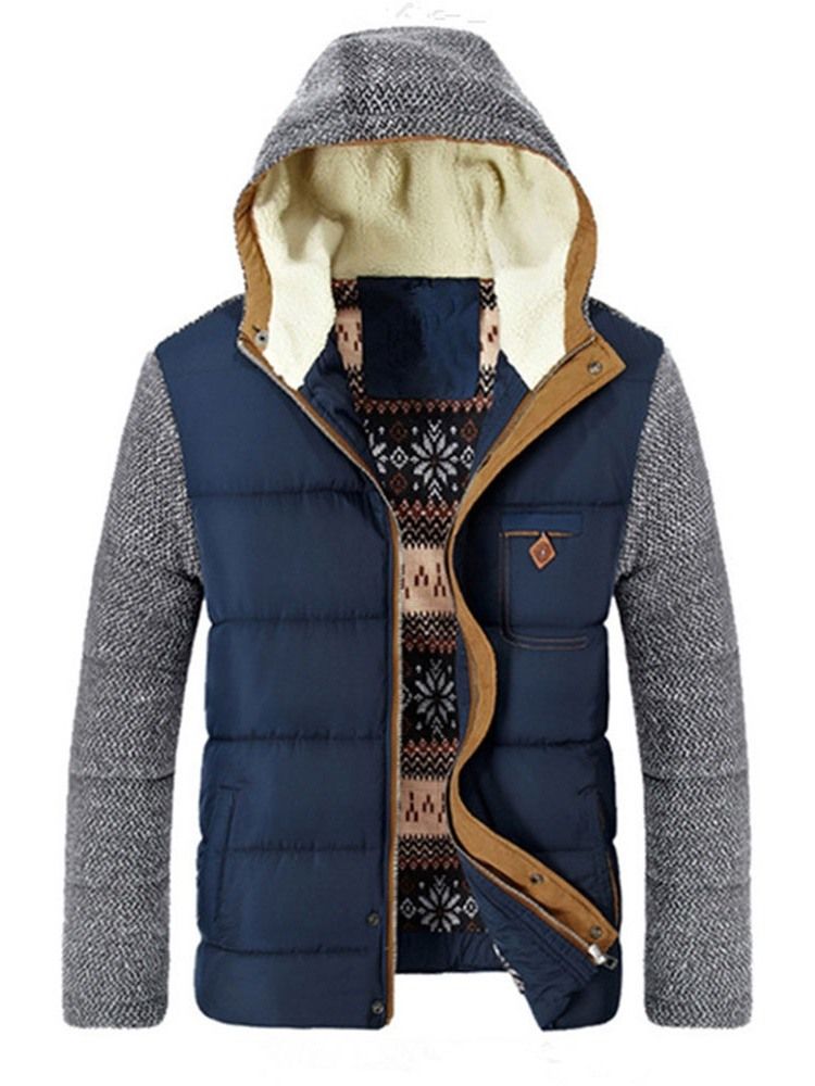 Veste En Duvet Décontractée À Capuche Standard Patchwork Pour Hommes