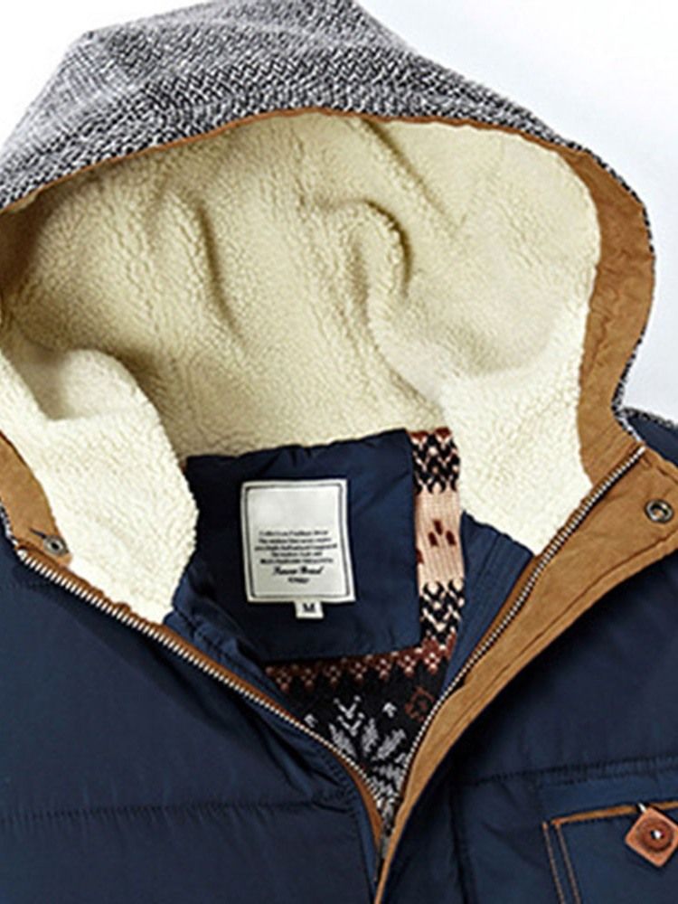 Veste En Duvet Décontractée À Capuche Standard Patchwork Pour Hommes