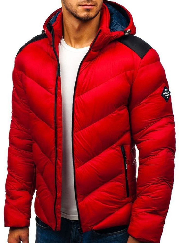 Veste En Duvet Décontractée À Fermeture Éclair À Blocs De Couleurs Standard Pour Hommes