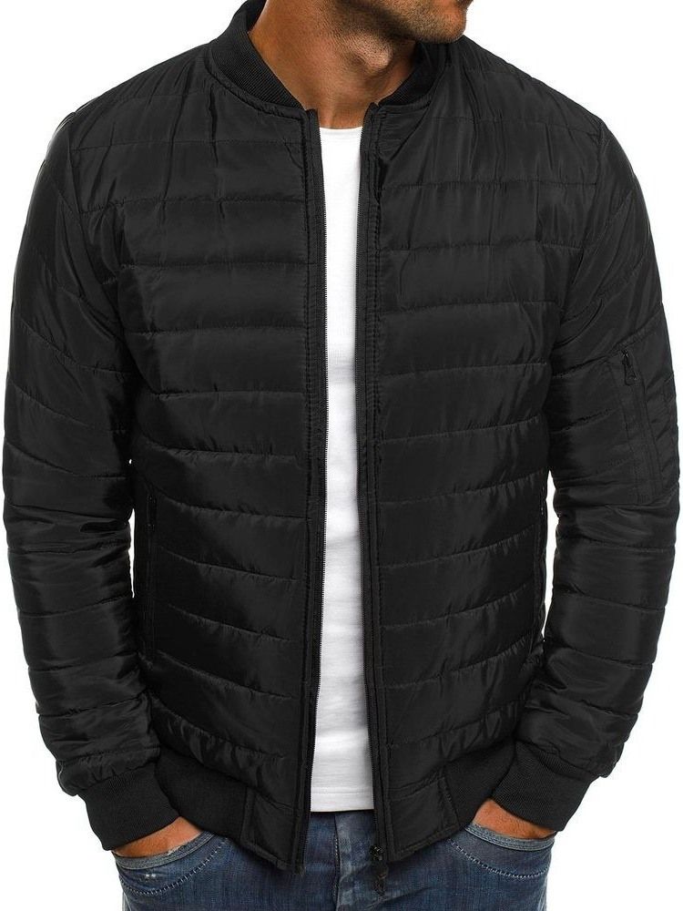 Veste En Duvet Décontractée À Fermeture Éclair Standard À Blocs De Couleurs Pour Hommes