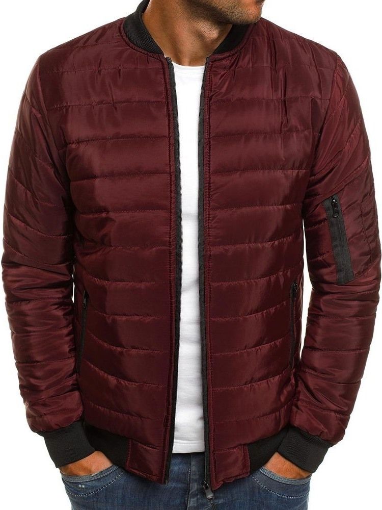 Veste En Duvet Décontractée À Fermeture Éclair Standard À Blocs De Couleurs Pour Hommes