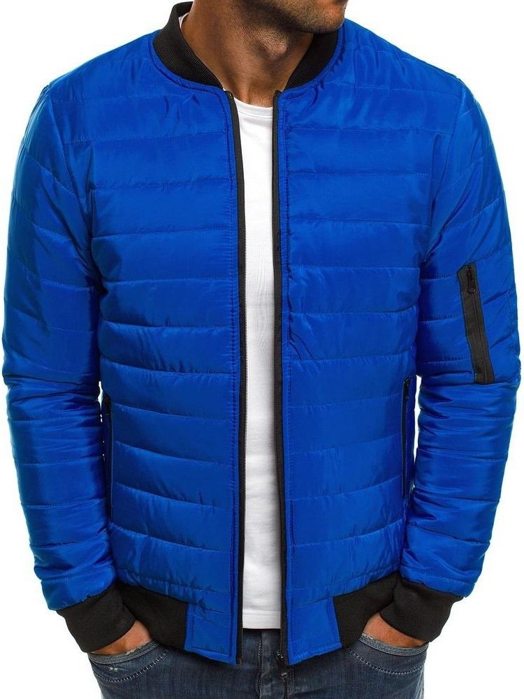 Veste En Duvet Décontractée À Fermeture Éclair Standard À Blocs De Couleurs Pour Hommes