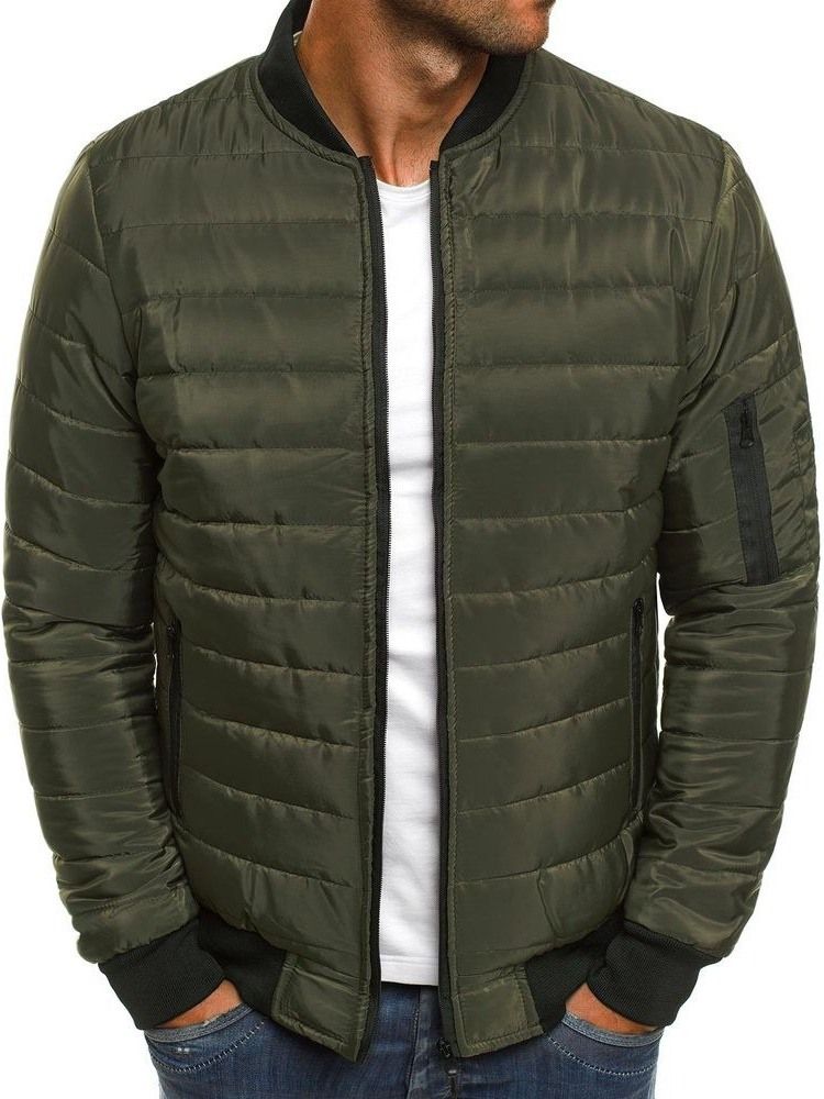 Veste En Duvet Décontractée À Fermeture Éclair Standard À Blocs De Couleurs Pour Hommes